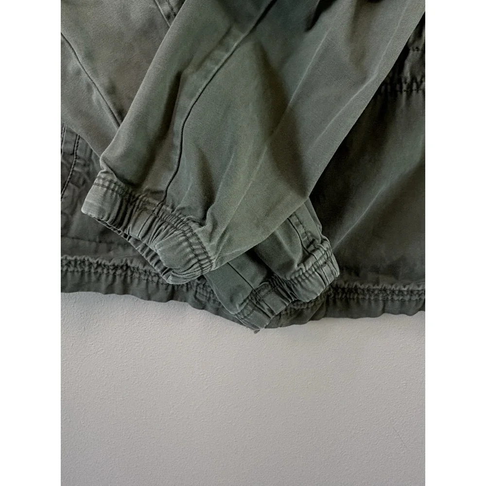 Old Navy Womens Green Canvas Utility Jacket Cinch Waist Full Zip Size Medium‎